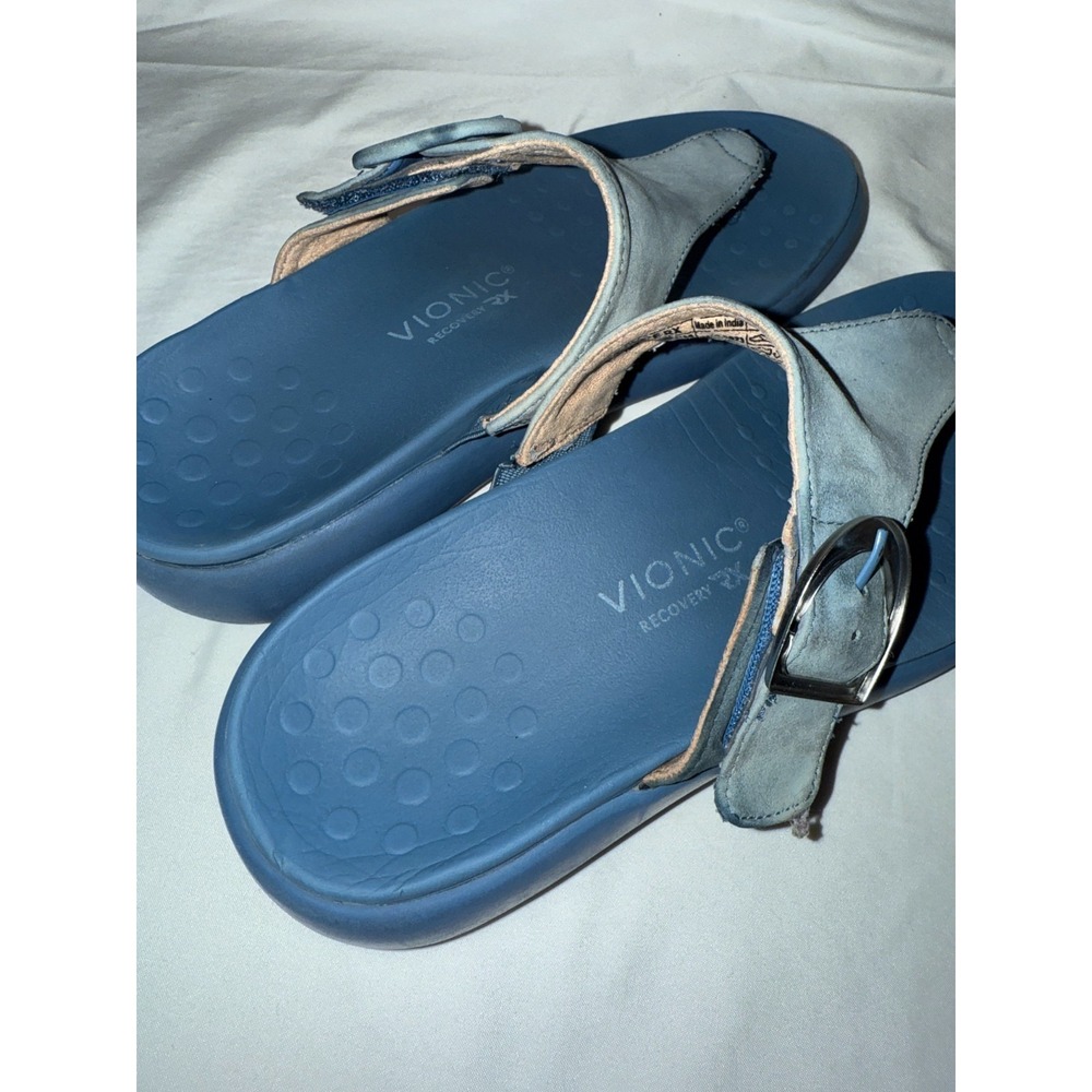 Vionic Activate Rx Women's Toe Post US 7 Blue Suede Ankle Strap Slip On Sandals - Picture 4 of 6